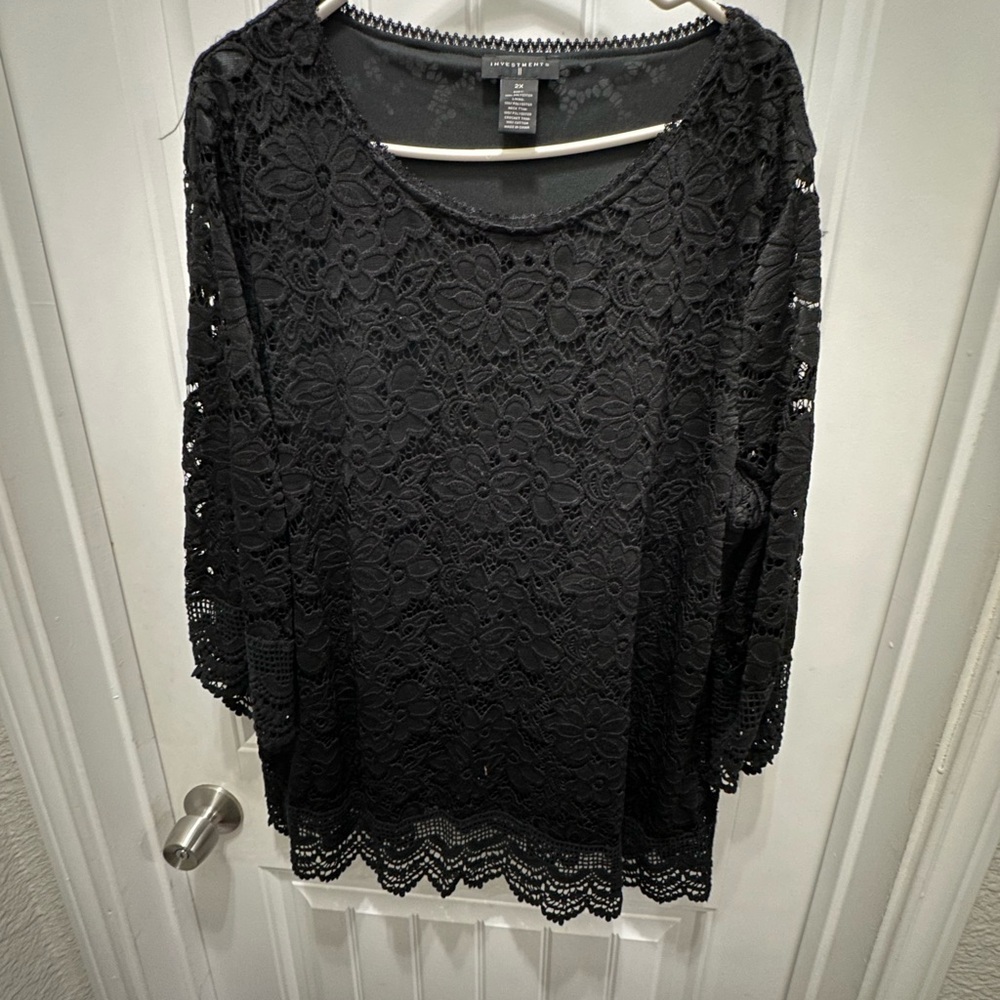 Investments Black Lace Relaxed Blouse